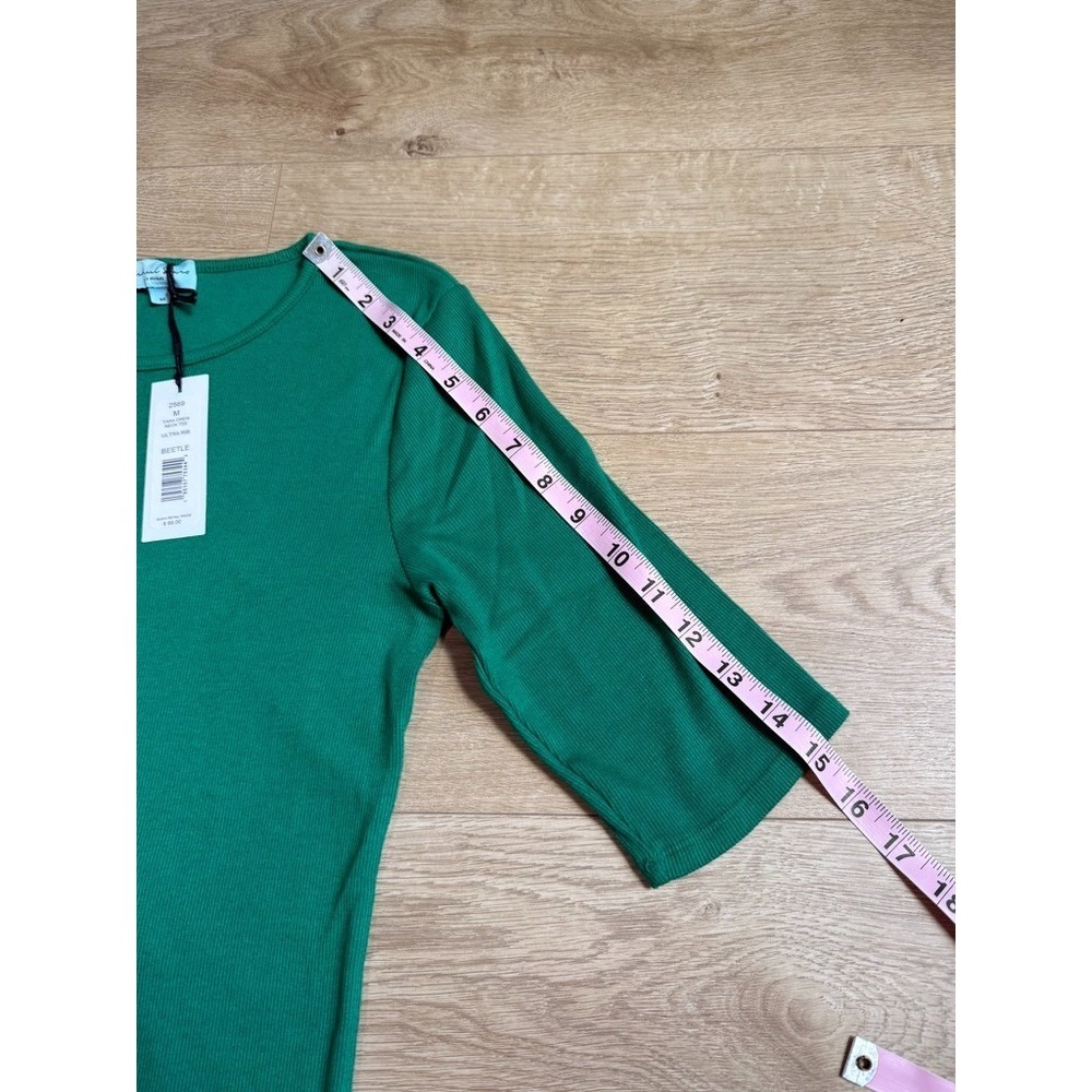 NWT Womens Michael Stars Tara Crew Neck Tee ultra rib beetle green tshirt size M - Picture 7 of 7